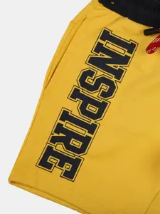 V-Mart Boys Typography Printed Mid-Rise Cotton Shorts