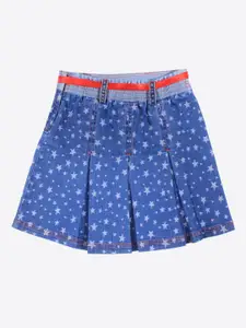 CUTECUMBER Girls Printed A-Line Knee-Length Skirt With Blet