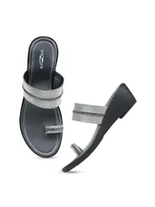 Shezone Embellished One Toe Comfort Heels