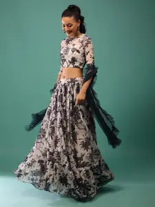 KALKI Fashion Floral Printed Beaded Ready to Wear Lehenga Choli With Dupatta