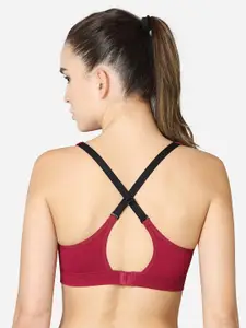 VStar Medium Coverage Non-Padded Non-Wired Running Sports Bra With Detachable Straps