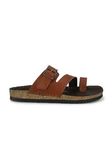 Eego Italy Men Open One Toe Comfort Sandals With Buckle Detail
