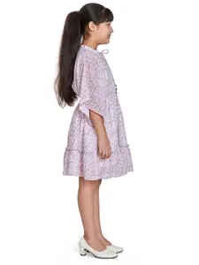 Peppermint Girls Abstract Printed Kimono Sleeves Fit & Flare Dress