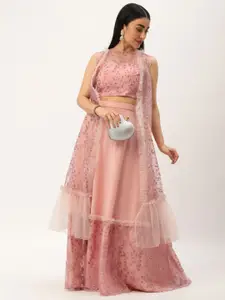 Ethnovog Embellished Sequinned Ready to Wear Lehenga with Shrug