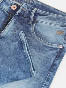 Flying Machine Men Blue Slim Fit Mid-Rise Low Distress Heavy Fade Jeans