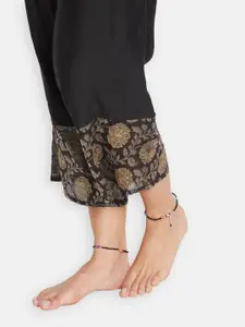 ATIBELLE Set of 2 Silver-Plated Stone-Studded & Beaded Evil-Eye Anklets