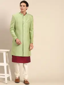 KISAH Men Cotton Kurta & Indowestern Sherwani with Churidar Set