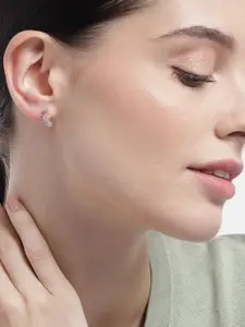 Zavya Rose Gold Plated Floral Silver Studs Earrings