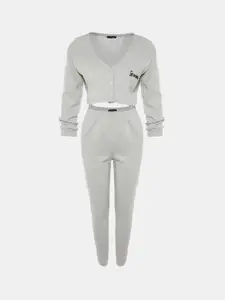 Trendyol V-Neck Long Sleeves Night Suit