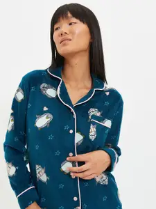 Trendyol Conversational Printed Night Suit