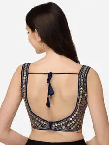 Amrutam Fab Sweethart Neck Embroidered Silk Saree Blouse