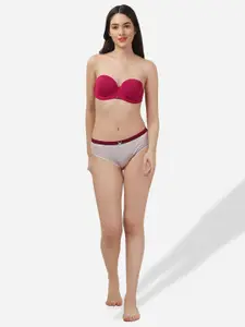 SOIE Medium Coverage Padded Underwired Multiway Strapless Transparent Back Bra