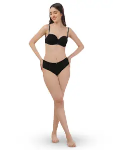 Soie Women Medium Coverage Padded Underwired Multiway Strapless Transparent Back Bra