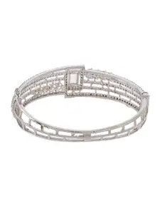 Silvermerc Designs Women Brass American Diamond Silver-Plated Bangle-Style Bracelet