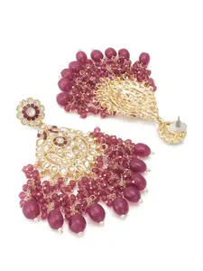 aadita Gold-Plated Kundan and Pearl Classic Chandbalis Earrings