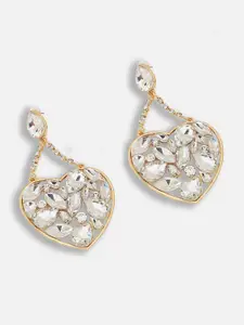 SOHI Gold-Plated Heart Shaped Drop Earrings