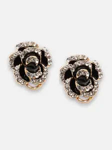 SOHI Gold-Plated Floral Studs Earrings