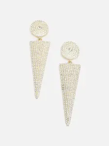 SOHI Gold-Plated Contemporary Drop Earrings