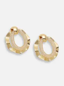 SOHI Gold-Plated Geometric Studs Earrings