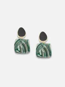 SOHI Gold-Plated Contemporary Drop Earrings