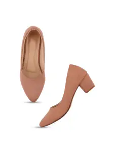 Style Shoes Suede Pointed Toe Block Heel Pumps