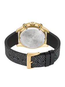 Versace Men Embellished Dial & Leather Straps Analogue Watch VE6K00123