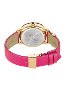Versace Women Patterned Dial & Leather Straps Reset Time Analogue Watch VE6F00323
