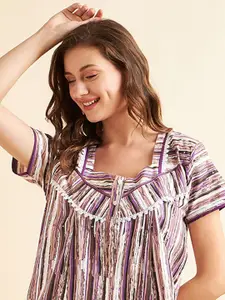 Sweet Dreams Purple Striped Maxi Nightdress