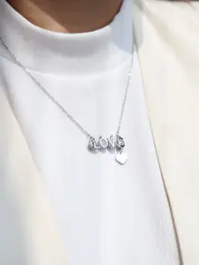 Yellow Chimes Silver-Plated LOVE Engraved Pendant With Chain