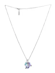 Yellow Chimes Silver-Plated Stone-Studded I LOVE YOU FOREVER Engraved Pendant With Chain