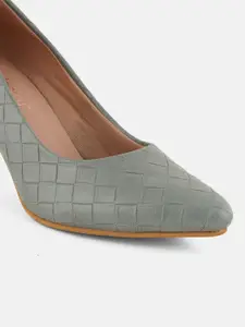 DressBerry Grey Textured Slim Heel Pumps