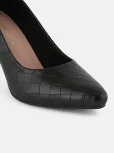 DressBerry Black Textured Slim Heel Pumps