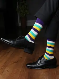 Bonjour Men Striped Calf Length Socks