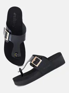 DressBerry Black Buckled Flatform Heels