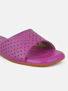 DressBerry Women Textured Open Toe Flats With Laser Cuts