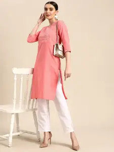 Anouk Women Geometric Embroidered Mirror Work Kurta