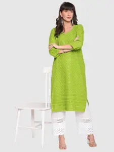 KALINI Pack Of 2 Ethnic Motifs Embroidered Chikankari Pure Cotton Kurtas