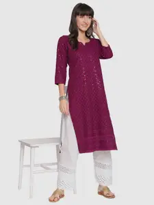 KALINI Pack Of 2 Ethnic Motifs Embroidered Chikankari Pure Cotton Kurtas