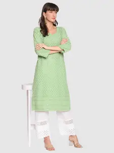 KALINI Pack Of 2 Embroidered Sequined Cotton Kurtas