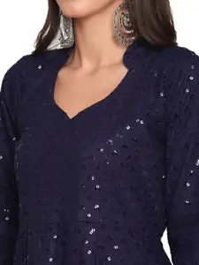 KALINI Pack Of 2 Ethnic Motifs Chikankari Embroidered Cotton Kurta