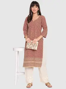 KALINI Pack Of 2 Embroidered Notched Neck Chikankari Pure Cotton Kurta