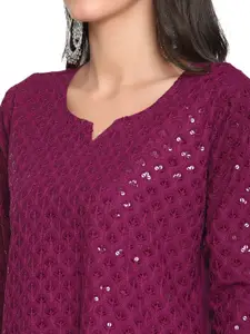 KALINI Pack Of 2 Ethnic Motifs Chikankari Embroidered Cotton Kurta