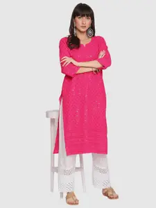 KALINI Pack Of 2 Embroidered Sequined Cotton Kurtas