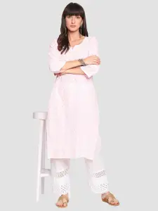 KALINI Pack Of 2 Embroidered Sequined Cotton Kurtas