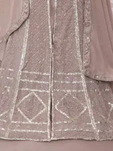 ODETTE Embellished Sequinned Semi-Stitched Dress Material