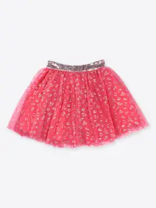 CUTECUMBER Girls Embellished Above Knee Flared Skirt