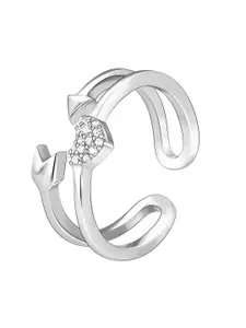 GIVA 925 Sterling Silver Silver Plated CZ Studded Finger Ring
