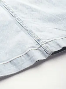 Madame Women Solid Heavy Fade Denim Pencil Skirt