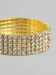 Carlton London Brass Cubic Zirconia Gold-Plated Bracelet