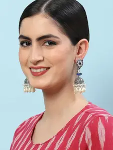 Biba Silver-Plated Contemporary Jhumkas Earrings